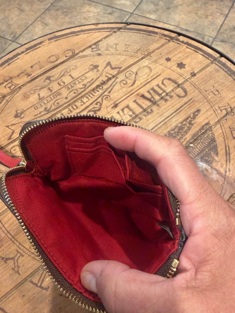 Coach Black Signature Wristlet with Red Center Stripe - Picture 3 of 3